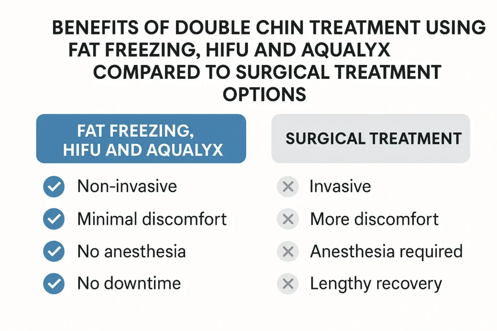 Graphic about the benefits of double chin treatment Wilmslow - from LA LIPO