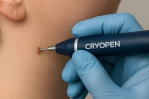 Person receiving skin tag removal Wilmslow